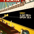 THE BOAT TRAIN vintage travel poster 1925 20x30 old fashion steamship