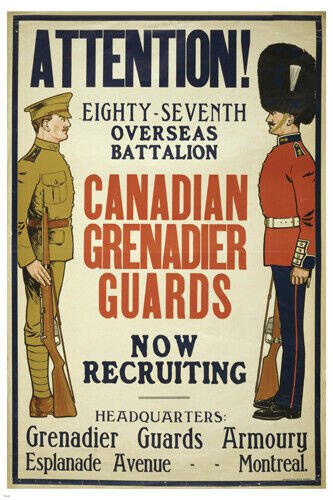 CANADIAN GRENADIER GUARDS Now Recruiting VINTAGE WAR Military Poster 20x30