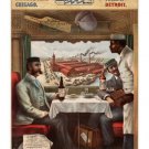 vintage train travel poster 20x30 DINING CAR OLD FASHIONED decorative RARE