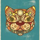 vintage poster ARTISTIC CAT ornate geometrically proportioned UNUSUAL 20x30
