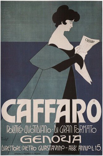 CAFFARO NEWSPAPER vintage AD poster franz LASKOFF italy 1901 20x30 QUALITY