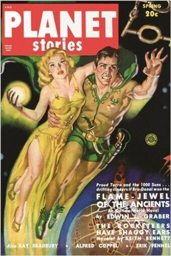vintage COMIC BOOK COVER POSTER spring issue PLANET STORIES futuristic 20x30