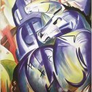 BLUE HORSE REPRODUCTION franz marc VINTAGE ART POSTER colorful cubist 20x30