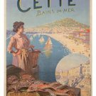CETTE BAINS DE MER toussaint roussy VINTAGE AD POSTER collectors rare 20x30