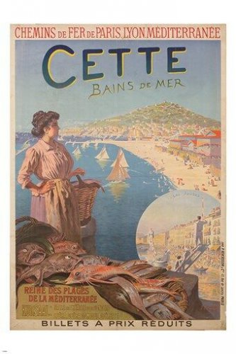 CETTE BAINS DE MER toussaint roussy VINTAGE AD POSTER collectors rare 20x30