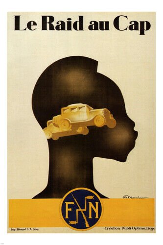 Le Raid au Cap VINTAGE POSTER Auguste MAMBOUR BELGIUM 1928 20x30 UNIQUE new