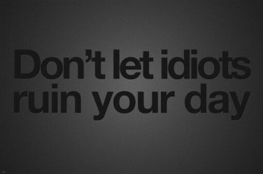 don't let IDIOTS ruin your DAY poster 20x30 FUNNY Motivational message NEW