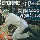 le masque ANARCHISTE henri PRIVAT-LIVEMONT france VINTAGE ad poster 1897 hot