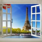 SCENIC POSTER WINDOW ONTO PARIS 20x30 eiffel tower river boats unique view