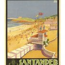 VISIT SANTANDER SPAIN vintage travel poster OCEANSIDE BEACH SCENE 20x30 hot