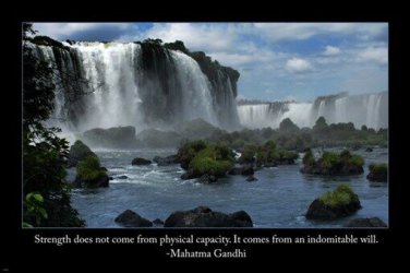 CHILEAN FALLS IMAGE with quote from Ghandi INSPIRATIONAL POSTER 20x30 truth
