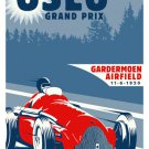 oslo grand prix 1950 vintage automobile race poster 20x30 RED SPORTY CLASSIC
