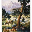 AUVERGNE FRANCE vintage travel poster MEADOW DEER running brook PRIZED 20x30