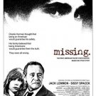 MISSING movie poster jack LEMMON sissy SPACEK investigation SUSPENSE 20x30