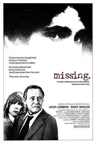 MISSING movie poster jack LEMMON sissy SPACEK investigation SUSPENSE 20x30