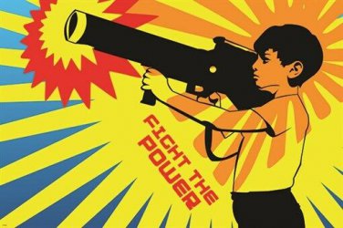 bazooka boy FIGHT THE POWER modern propaganda poster BRIGHT war msg 20x30