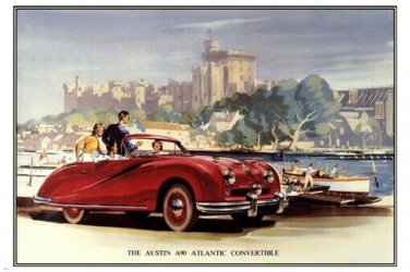 Austin Atlantic A90 CONVERTIBLE CAR poster 1948-51 Sporty RED retro 20x30