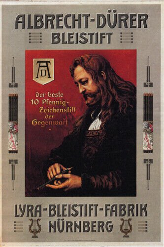 albrecht-d&Atilde;&frac14;rer PENCIL vintage ad poster GERMANY 1907 20x30 collectors HOT NEW