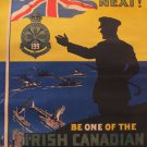 Vintage War Poster WE GO NEXT Irish Canadian Rangers Flag RECRUITMENT 20x30
