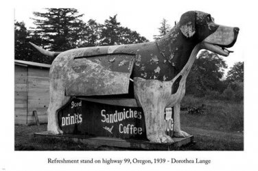 DOROTHEA LANGE refreshment stand on OREGON'S HIGHWAY 99 poster 20x30 1939