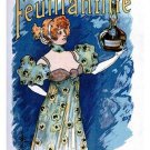 feuillantine FRENCH LIQUOR AD beautiful gown OLD SCHOOL style RARE 20x30 hot