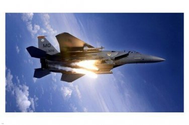 USAF fighter plane firing missile POSTER 20x30 AVIATION WAR military SKY