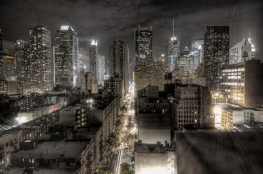 NEW YORK CITY CROSS SECTION poster B/W PHOTO lights TALL buildings 20x30
