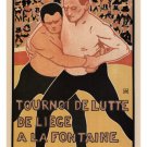 WRESTLING TOURNAMENT of LIEGE POSTER Armand Rassenfosse FRANCE 1899 24X3 New