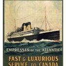 Fast & Luxurious Service to Canada VINTAGE TRAVEL POSTER 1910 20x30 CRUISE