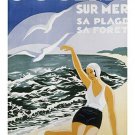 soulac france vintage tourism TRAVEL poster OCEANSIDE BATHERS noted 20x30