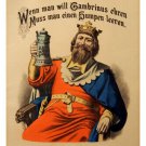 VINTAGE GERMAN beer advertising poster KING TOASTING 20x30 rare exceptional