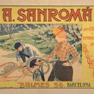 a. sanroma MONTAGE AND REPAIR OF BICYCLES vintage ad poster BARCELONA 20x30