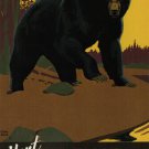 HUNT big game in CANADA vintage travel poster THOMAS HALL 1938 20x30 bear