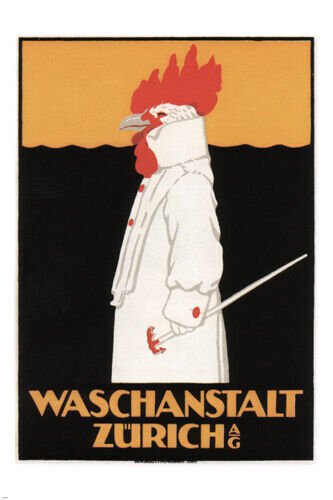 Vintage AD POSTER for a laundry robert HARDMEIER switzerland 1905 20x30