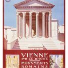 VIENNE FRANCE vintage TRAVEL poster CLASSIC GREEK ARCHITECTURE columns 20x30