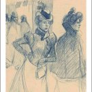 alexandre steinlen drawing VINTAGE ART POSTER dressed up ladies HAT 20x30