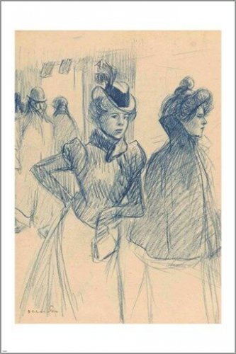 alexandre steinlen drawing VINTAGE ART POSTER dressed up ladies HAT 20x30