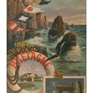 BRETAGNE seascape travel poster FLAGS CLIFFS collectors layered style 20x30