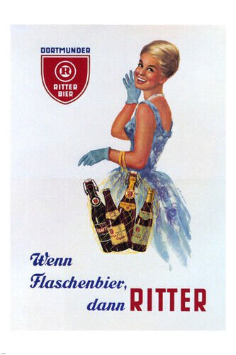 Ritter Bier VINTAGE AD POSTER Helga Tiemann Germany 1952 20x30 UNIQUE new