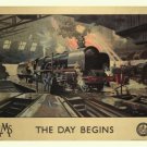 THE DAY BEGINS vintage train poster TERENCE CUNEO uk 1946 20x30 rare HOT