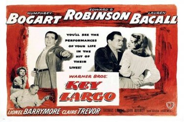 classic KEY LARGO movie poster lauren BACALL humphrey BOGART intrigue 20x30