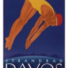 Davos lakeside beach VINTAGE TRAVEL POSTER Will Trapp SWITZERLAND '33 20x30