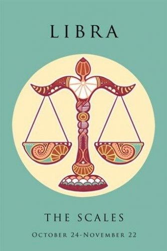 LIBRA astrology art poster 20x30 THE SCALES symbolic CLASSIC bright RARE