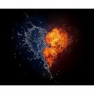 WATER AND FLAMES HEART contemporary art poster ONE-OF-A-KIND dramatic 20x30