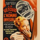 vintage FRENCH MOVIE POSTER the invisible man returns JOE MAY unusual 20x30
