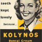 KOLYNOS dental cream VINTAGE POSTER cleans in between HYGIENE FAVE 20x30