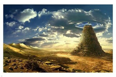 BABEL TOWER fantasy art poster BEAUTIFUL PICTURESQUE historic ancient 20x30