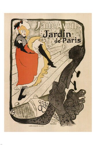 JANE AVRIL vintage AD poster TOULOUSE-LAUTREC france 1893 20x30 ART classic