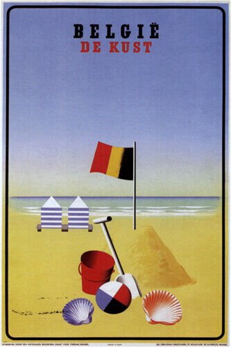 belgi&Atilde;&laquo; de kust vintage ad poster LEO MARFURT belgium 1938 20x30 NEW  rare hot