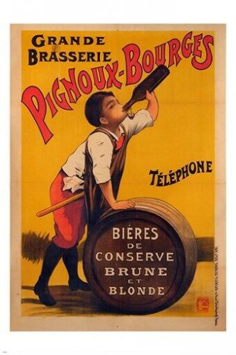pignoux bourges FRENCH BEER AD boy drinking beer CUTE COLLECTORS 20x30 new